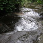 The slide into the pool.