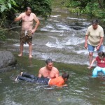 Swiming with Federico's family