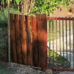 The pedestrian gate -- made from Eucalyptus.